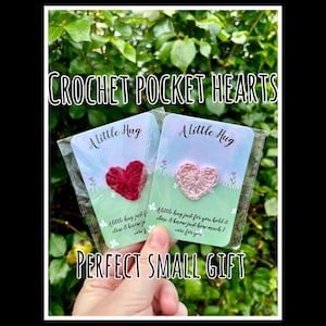Crochet Pocket Hearts, Small Gift, Support and Mental Health Gifts, Back to School Gift for Friend, worry gift, grief gift, crochet hug