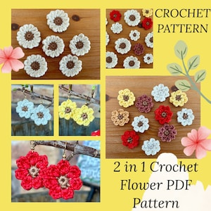 Crochet Flower Pattern PDF Pattern for Crocheting, Beginner Crochet Pattern, Simple Flower Patterns, Crochet Motifs Pattern, appliqué