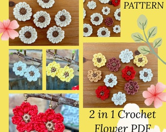 Crochet Flower Pattern PDF Pattern for Crocheting, Beginner Crochet Pattern, Simple Flower Patterns, Crochet Motifs Pattern, appliqué