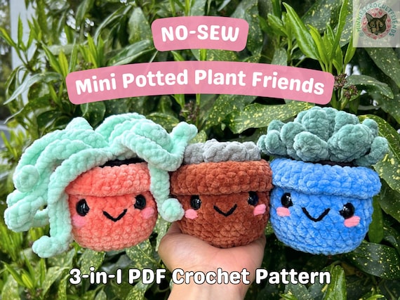 No-sew Mini Potted Plant Friends PDF Crochet Pattern (crochet Plants, Amigurumi  Plants, No-sew Crochet, Chunky Yarn, Minniescrochetfriend) - Etsy