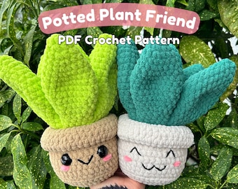 Wzór na szydełkową roślinę doniczkową w formacie PDF (roślina szydełkowa, roślina amigurumi, roślina szydełkowana z grubej włóczki, MinniesCrochetFriends)