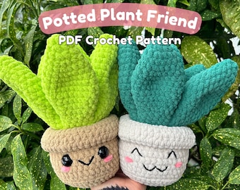 Potted Plant Friend PDF Crochet Pattern (crochet plant, amigurumi plant, chunky yarn crochet plant, MinniesCrochetFriends)