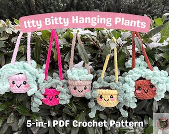 Wzór na szydełkowe rośliny Itty Bitty wiszących w formacie PDF (rośliny szydełkowe, rośliny wiszące, rośliny z grubej włóczki, MinniesCrochetFriend)