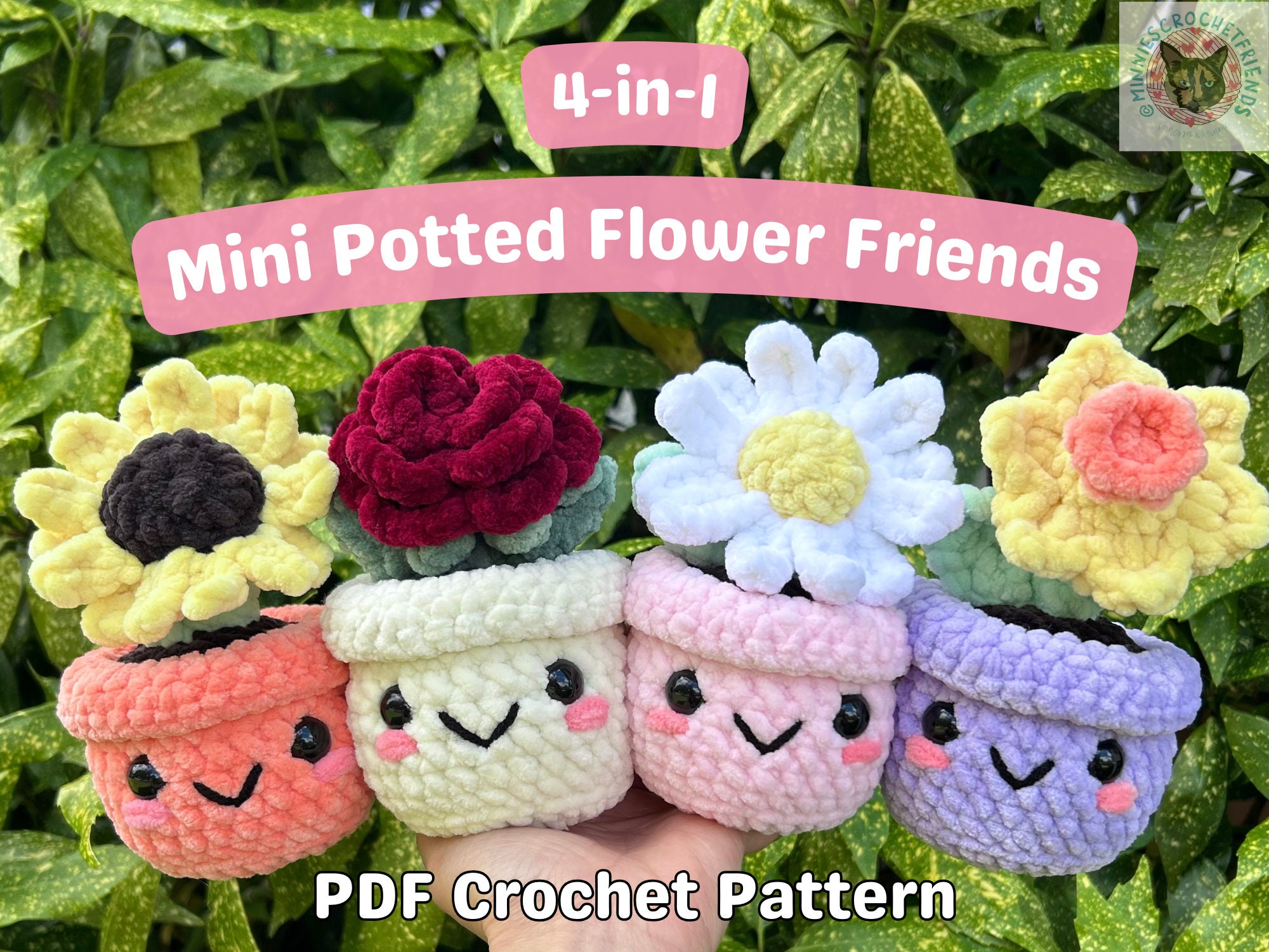 Mini Potted Flower Friends PDF Crochet Pattern (crochet Flowers