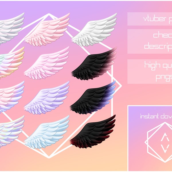 Angel Head Wings - Vtuber | Twitch | Youtube | Prop | Asset | Anime | Head | Accessory | Feather | Kawaii | Cute | Colorful | Hat