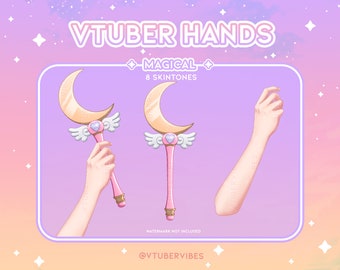 Magical Hand/Wand - Pink | Vtuber | 2d | Twitch | Youtube | Kawaii | Cute | Prop | Accessory | Moon | Hand | Wand | Vtuber Asset
