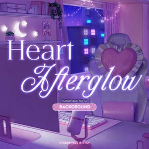 Fondo de corazón resplandeciente / Hecho a mano / Fondo de pantalla / Twitch / Vtuber / Dormitorio / Luna / Ciudad / Escena / Habitación / YouTube / Computadora / Juegos /