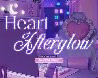 Fundo de brilho do coração | Feito à mão | Papel de parede | Twitch | Vtuber | Quarto | Lua | Cidade | Cena | Sala | Youtube | Computador | Jogos |