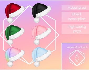 Chapéus de Papai Noel - Vtuber | Contração muscular | YouTube | Suporte | Ativo | Cabeça | Acessório | Natal | Kawaii | Bonito | Colorido | Chapéu | Feriado