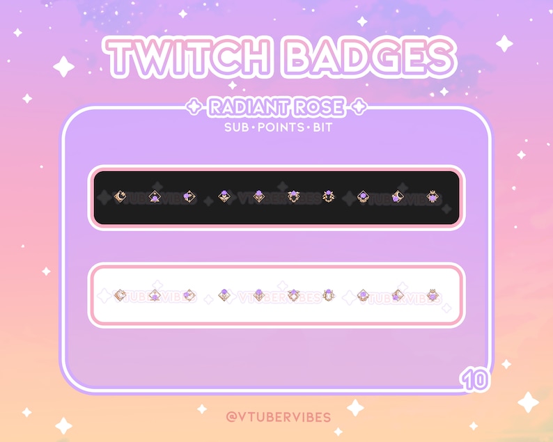 Lilla Radiant Rose Twitch Sub Badge / Set di 10 / Emote / Icone ...