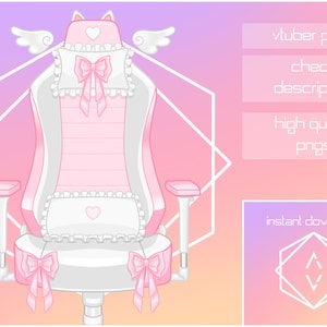 Lindas sillas Vtuber con escritorios de bonificación 2d - png / Twitch / Youtube / Kawaii / Cute / Prop / Heart / Asset / Wing / Cat / Kitty