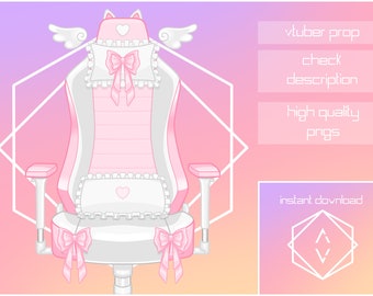 Cadeiras Vtuber fofas com mesas bônus 2d - png | Contração muscular | YouTube | Kawaii | Bonito | Suporte | Coração | Ativo | Asa | Gato | gatinha
