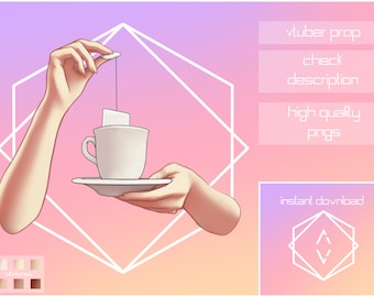 Tea Time - Hands | Vtuber | Twitch | Youtube | Prop | Meme | Asset | 2d