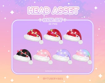 Chapéu de Papai Noel iluminado - Vtuber | Contração muscular | YouTube | Kawaii | Bonito | Suporte | Acessório | Flâmula | Natal | Feriado