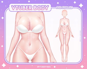 Vtuber Body | Sockel | Zeichen | Modell | Ungetakelt | Konzept | Haut | Aktivposten | Schichten | Schliff | PSD | Vorlage