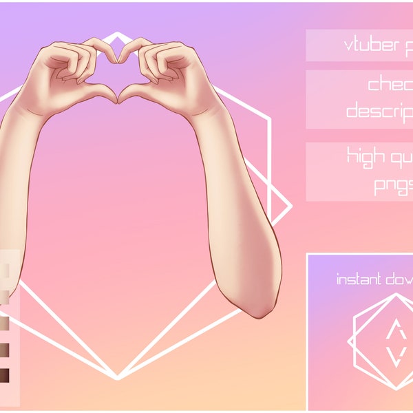 Much Love V.2  - Hands | Vtuber | Twitch | Youtube | Kawaii | Cute | Prop | Heart | Asset | 2d