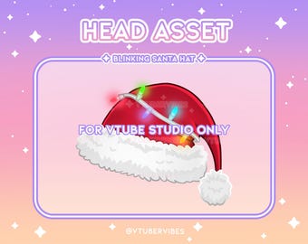 Gorro de Papai Noel Piscante - Vtuber | Twitch | Youtube | Vermelho | Luzes | Adereço | Acessório | Streamer | Natal | Feriado | Natal