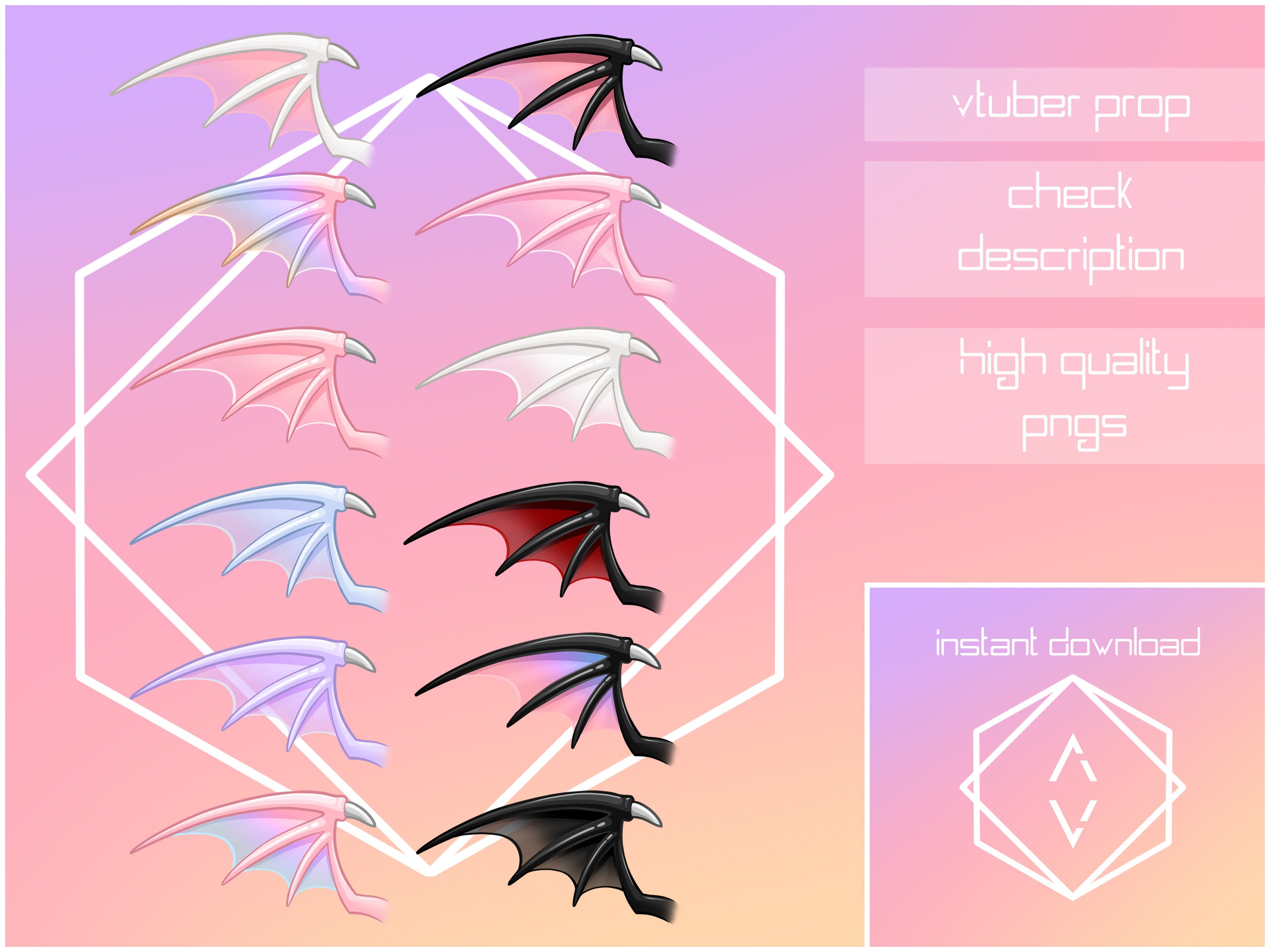 Demon Head Wings Bat Succubus Vtuber Twitch Youtube - Etsy