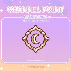 Moon Emblem Channel Point | Twitch | Emote | Icon | Star | Gem | Graphic | Chat | Subs | Gold | Kawaii | Streamer | Channel Points