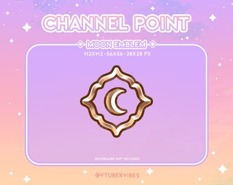Ponto do canal do emblema da lua | Contração muscular | Emote | Ícone | Estrela | Gema | Gráfico | Bate-papo | Subs | Ouro | Kawaii | Flâmula | Pontos do Canal