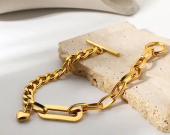 Gold Heart Chain Bracelet In A Personalised Gift Box