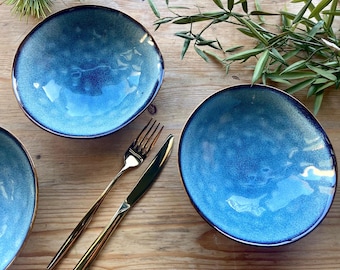 Set of Four Cornflower Blue Bowls