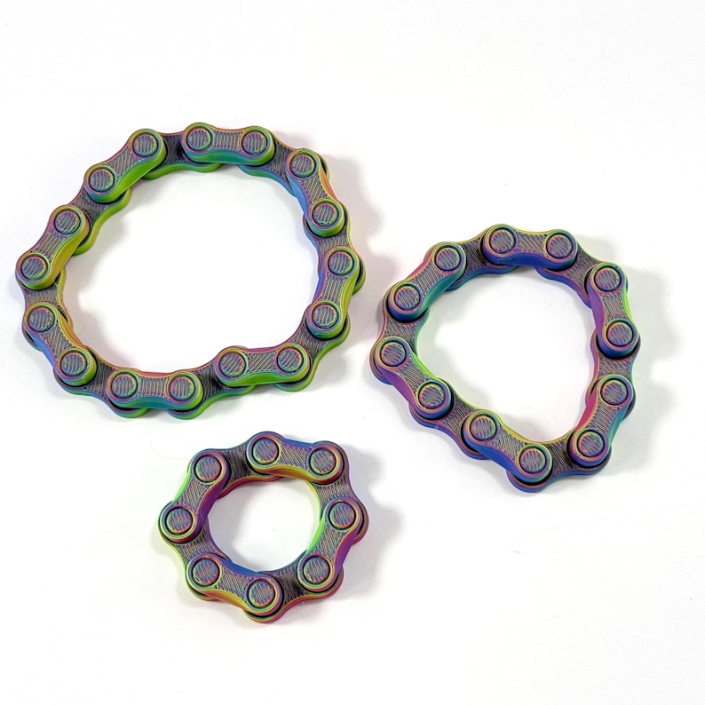 Juguete antiestrés con forma de cadena de bicicleta: juguete sensorial impreso en 3D para aliviar el estrés - Juego de 3 3er Set Farbe 1
