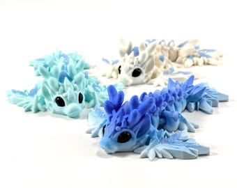 Ice Crystal Dragon – Articulated 3D Printed Flexi Dragon with Glitter Crystals
