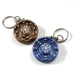 Atom Model Gyroscoop Sleutelhanger – 3D-geprinte wetenschappelijke fidget, blauw of koper