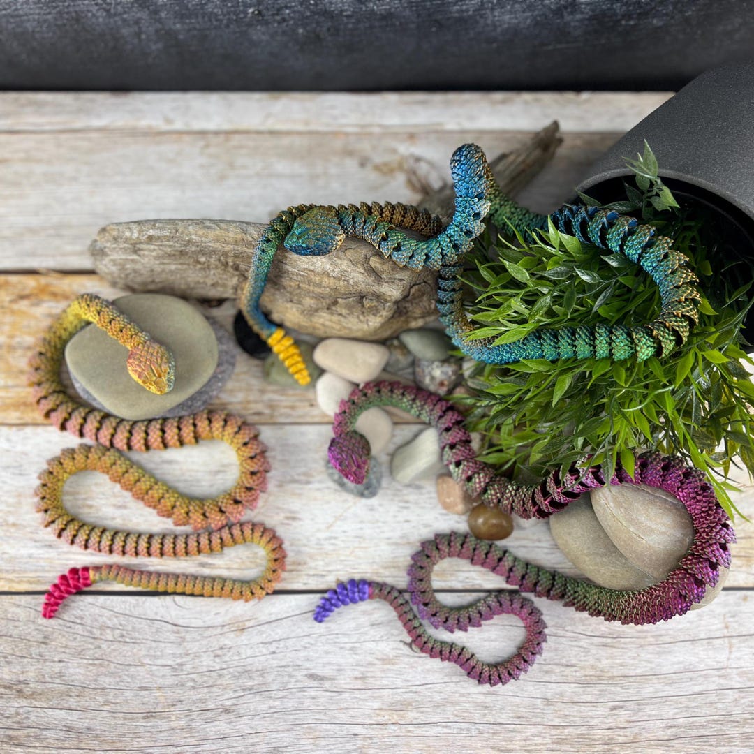 3D Gedruckte Schlangen – Set Mit 3 Stück, Bewegliche Fidget-Spielzeuge, Ca. 30 Cm, PLA-Material