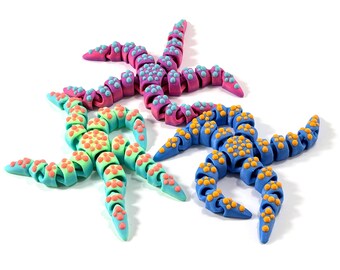 Flexi Starfish Fidget – 3D Printed Articulated Sea Creature in Two Sizes