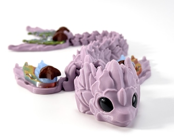 Mizu Flexi Dragon - Articulated 3D Printed Desk Companion - Fantasy Creature Gift