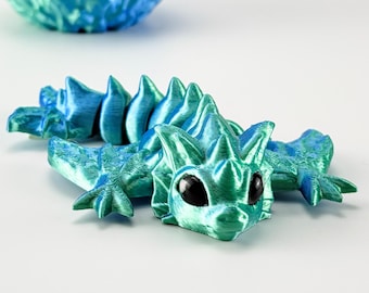 Articulated Baby Dragon with Optional Matching Egg – 3D Printed Fantasy Desk Companion –  Wyvern Figurine