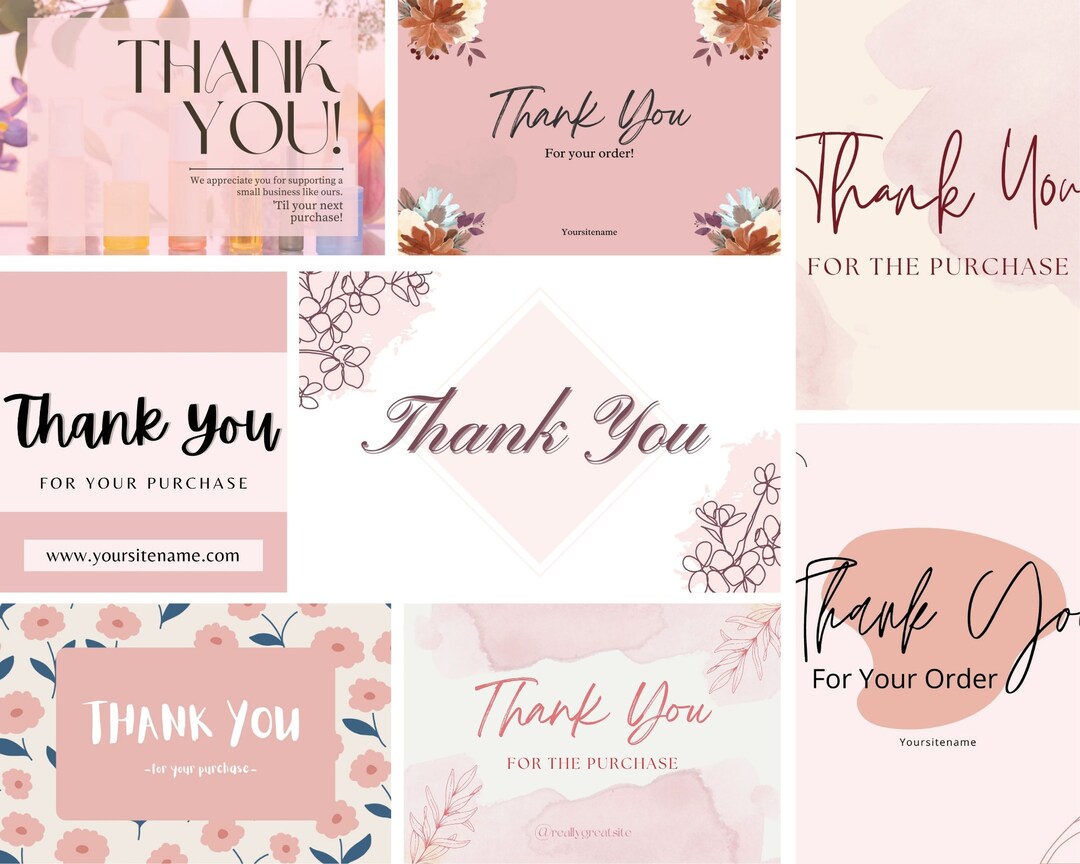 Soft Pink Thank You Cards: Elegant Canva Template (20 Printable Designs ...