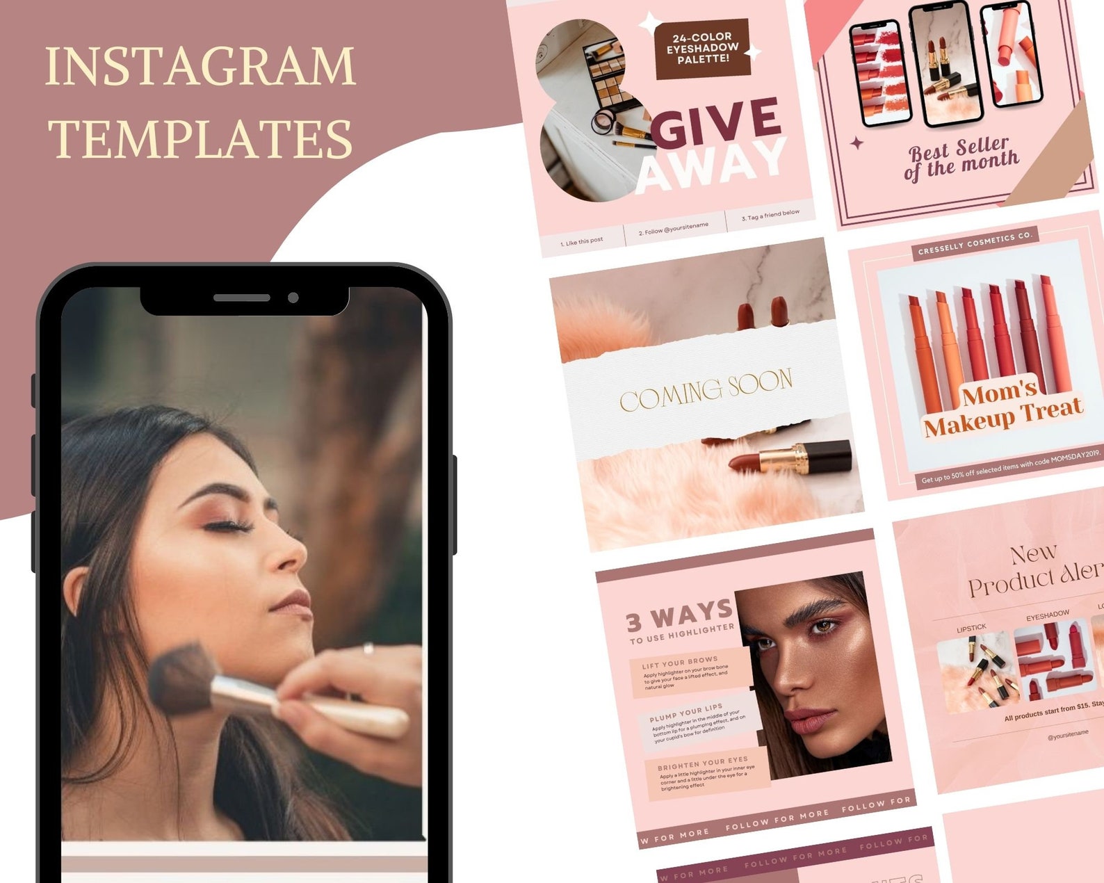 Beauty Instagram Template Makeup Instagram Template Skin Etsy