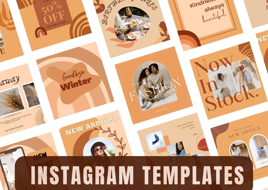 100 Boho Instagram Post Bundle Template | Canva Instagram Story ...