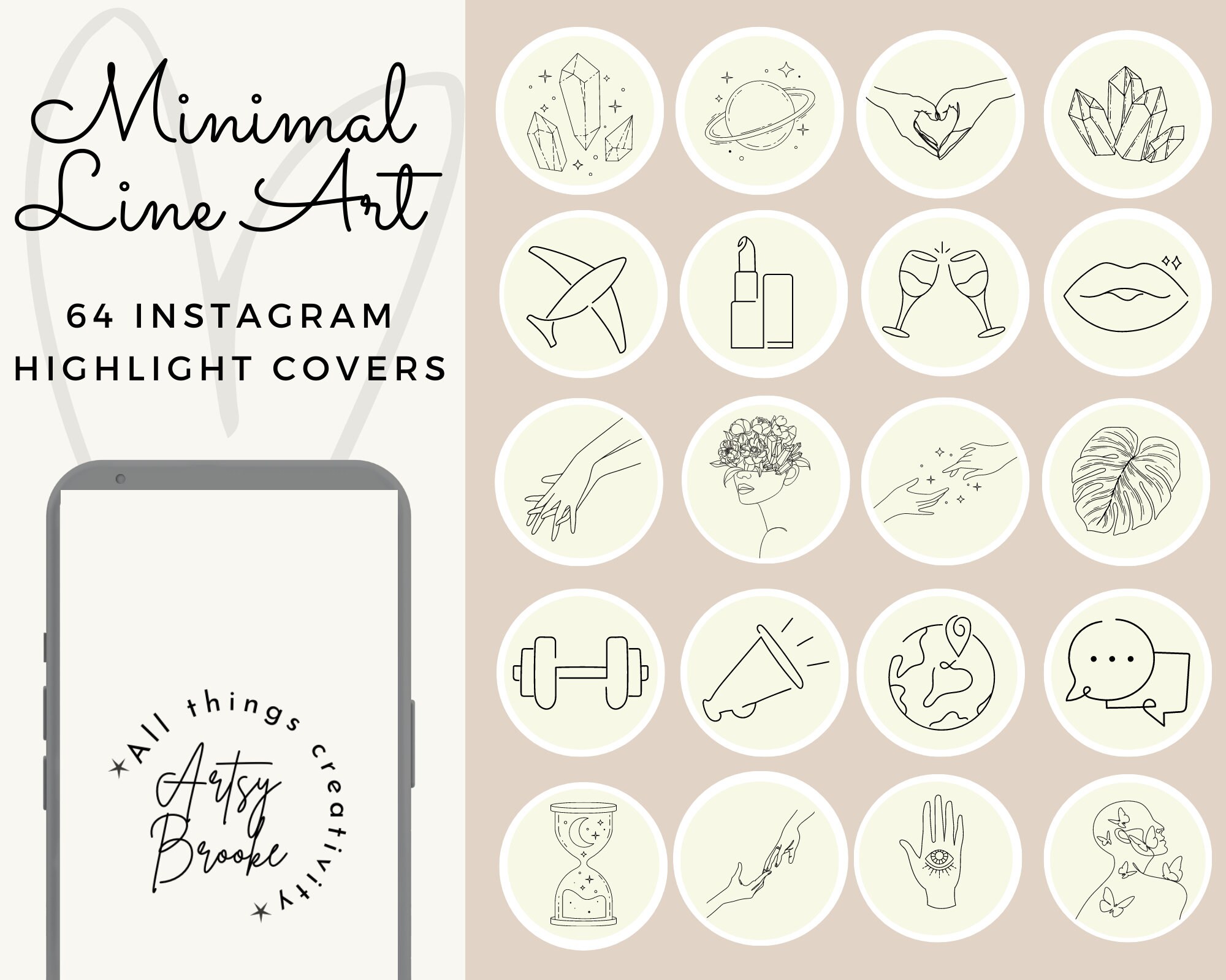 64 Line Art Instagram Highlight Covers Minimal Line Art - Etsy Australia