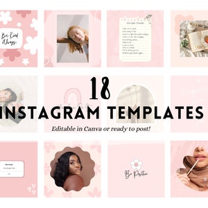 18 Instagram Post Templates | Canva | Boho | Quotes | Editable Templates | Canva Templates | Social Media Templates | Instagram Posts