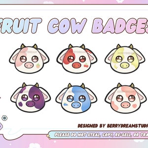 Fruit Cow Anstecker/Süße Anstecker/Kawaii Twitch Anstecker/6Er Pack