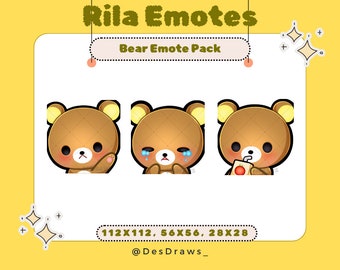 Rila/ Cute Brown Bear/ Twitch Emote Pack/ Kawaii Bear Emotes for Discord