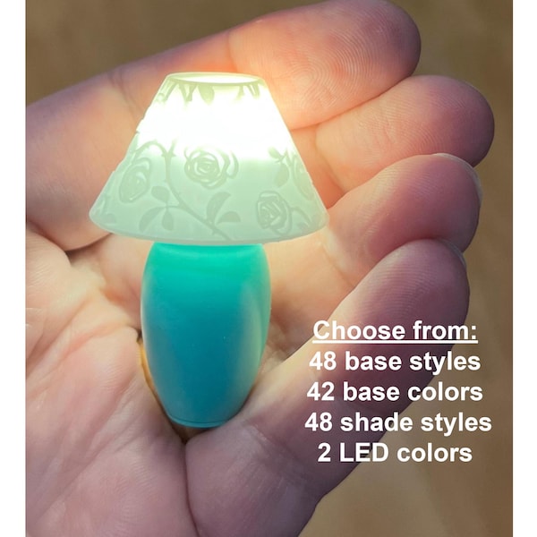 Customizable dollhouse lamp with battery-operated LED