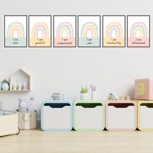 Set of 6 kids Positive affirmations, Rainbow Positive quotes, Affirmation quote, Kids Motivational Poster, Kids Room Décor -Digital download