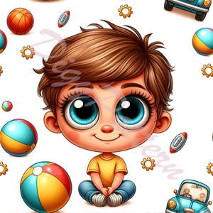 5 Seamless Patterns Boy with balls, Pattern for a boy, Pattern for baby boy shower, Baby boy seamless pattern, Repeated Pattern, Digital Kit
