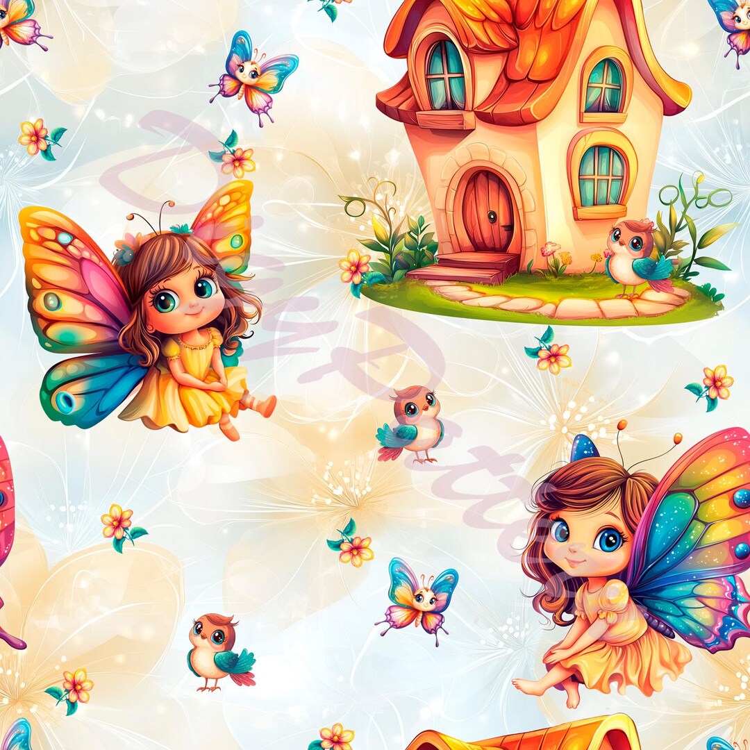 Seamless Pattern Lovely Fairies 4, Fairy Pattern, Pattern With Cute ...