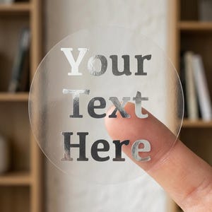 Personalised Waterproof Wedding Stickers / Custom Real Gold or Silver Foil, Black or White / Clear or White Sticker