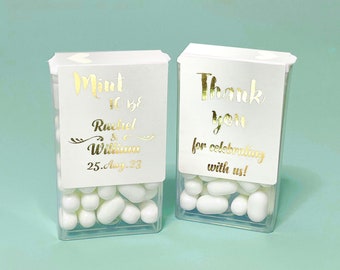 Gold / Silver Foil Personalized Mint to Be Wedding Favor Sticker, Custom Candy Label. Bridal Shower Gift with Gold, Silver Foil Wording.