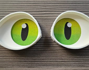 3D Printed Fursuit Eye Blanks with Inject Printed Mesh – Green Cat Style Eyes