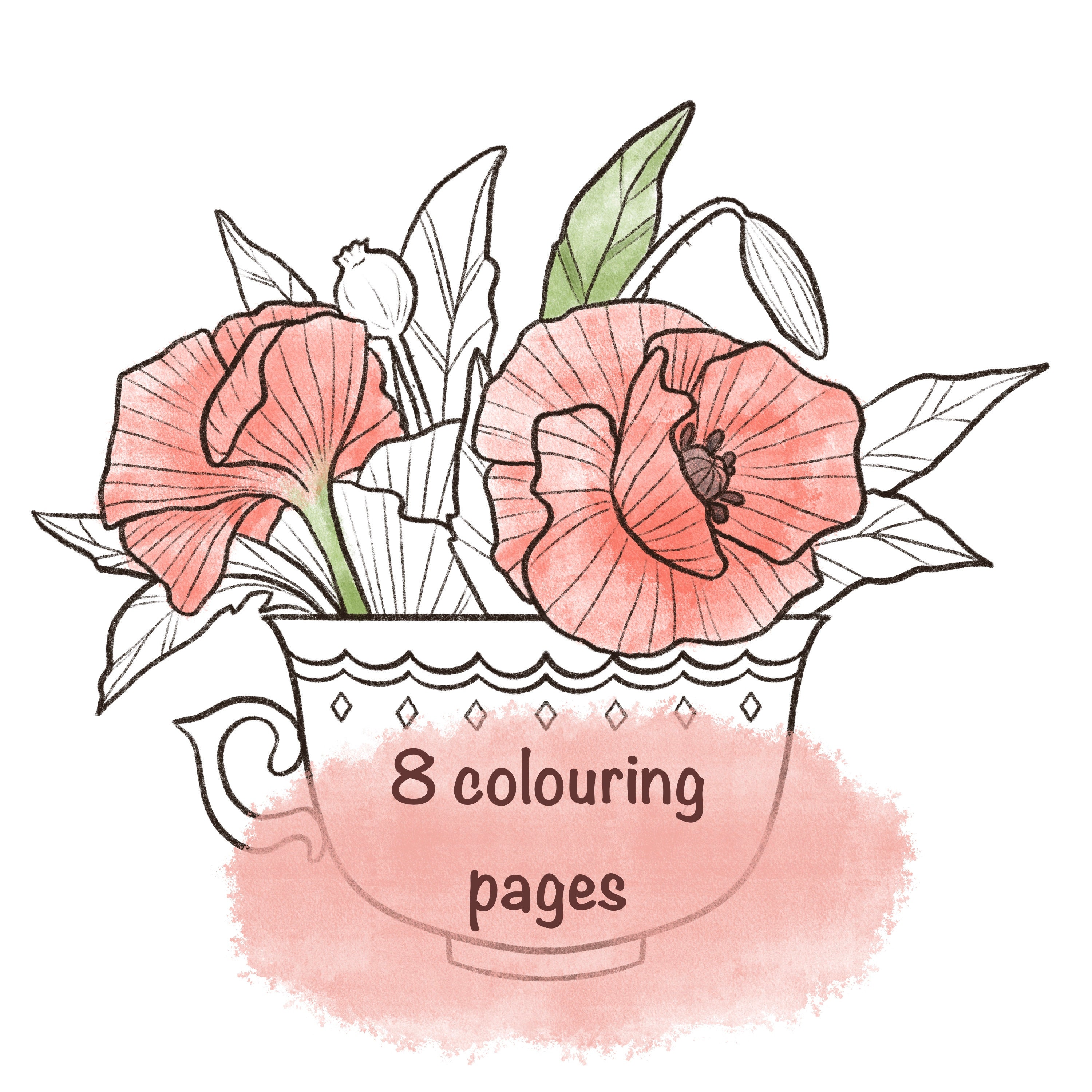 rose coloring page etsy