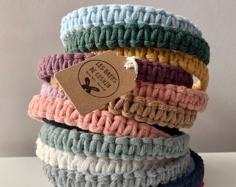 Fascia per capelli in macramè, fascia colorata in cotone riciclato, fascia boho, accessorio per capelli, regalo per bambina o mamma, macramè fatto a mano