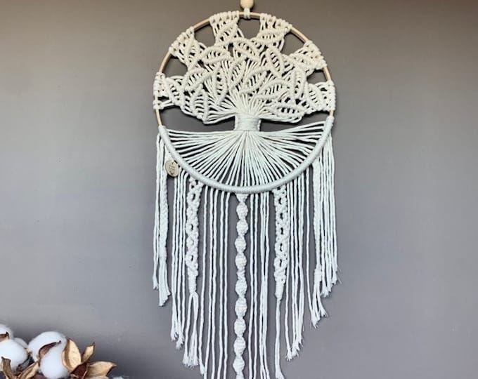 Grand Arbre de vie en macramé Suspension murale macramé Attrape rêves